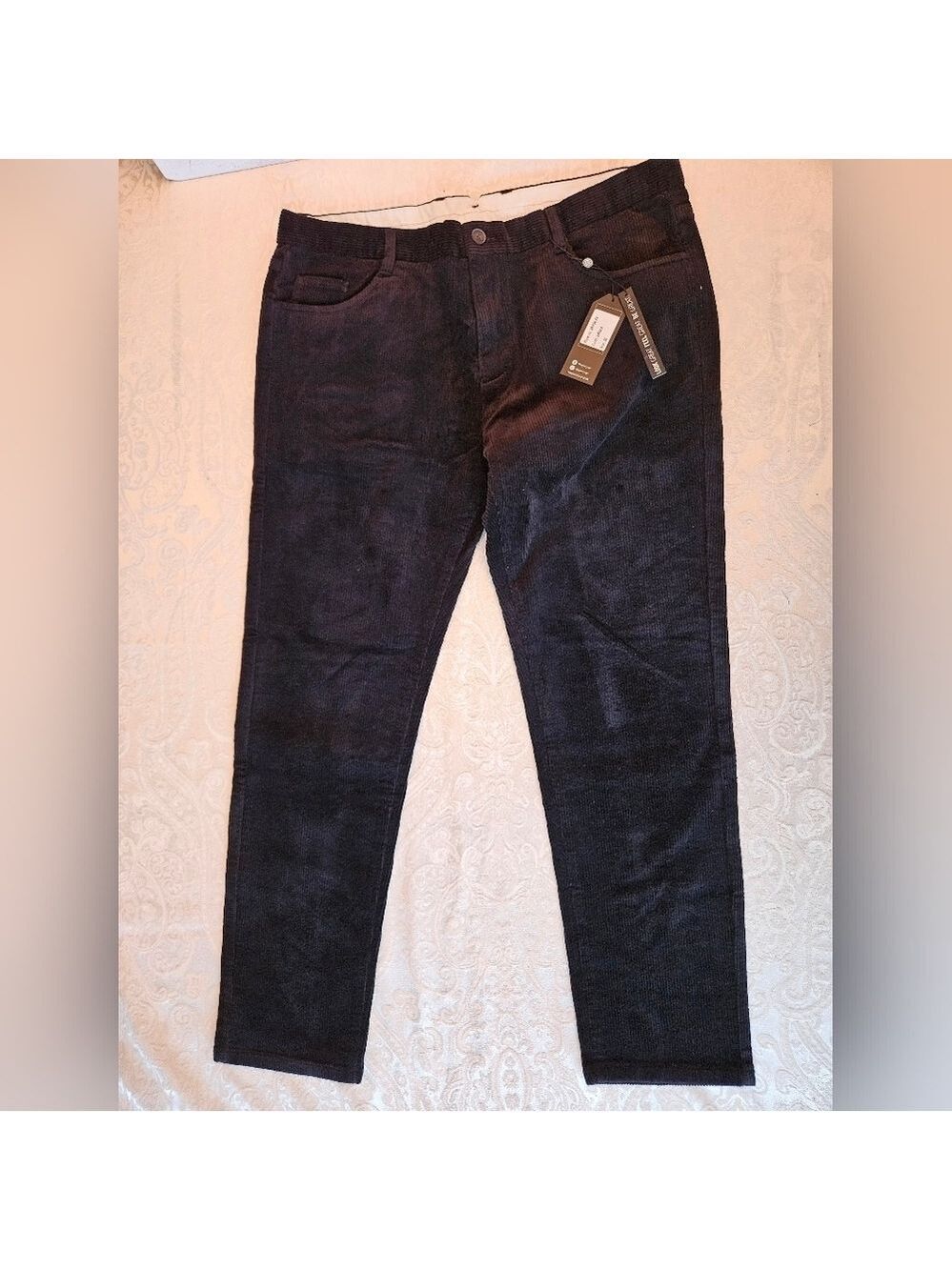 Men's Classic Cotton Black Corduroy Chino Pants, Size 38, Snover, NWT